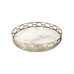 Bandeja Mequinez metal y vidrio marmolado 24x5.5 VV