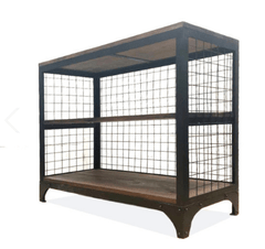 MUEBLE HYM CON TRES ESTANTES HIERRO Y MADERA - 1.2X0.4X0.67 - 2/6/22 PN6
