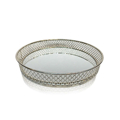 Bandeja Capiz chica redonda metal y espejo 21x5 VV 2 /22