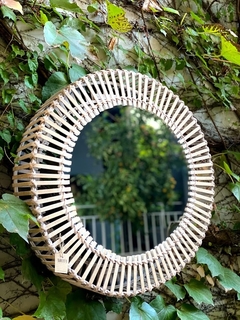 Espejo madera y rattan 61x14 bddal