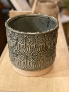 Maceta Ceramica Gris verdoso 18x8 AG824 - comprar online