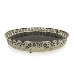 Bandeja Oriental grande metal y espejo negro 33x5 VV