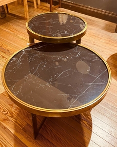 Mesa Circular Hierro y Porcelanato Marmol negro 60x50 (chica) 1/05/22