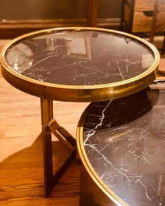 Mesa Circular metalica dorada y porcelanato simil marmol negro 80x40 (grande) 1/05/22 - comprar online