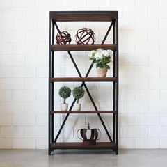 Estanteria Biblioteca Hym 5 estantes hierro y madera (hierro blanco) - 100x40x210 - PN -2/6/22