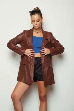 Imagen de Blazer Cuerina Largo con Bolsillos