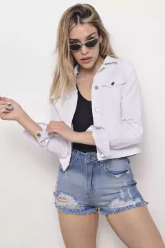 Campera Gabardina Elastizada Blanco - comprar online