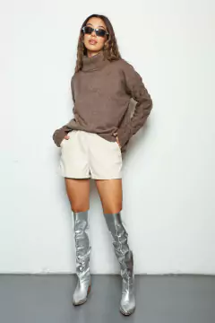 Sweater Poleron Ancho Copos en Mangas