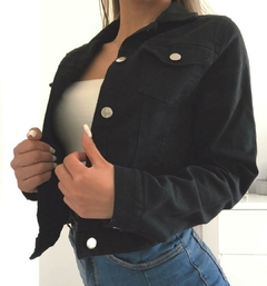 Campera Denim Elastizada blanco y negro