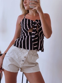Top Crepe Rayado con Nudo - comprar online
