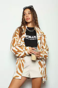 Camisaco Largo Corderito Peluche con Estampas - comprar online
