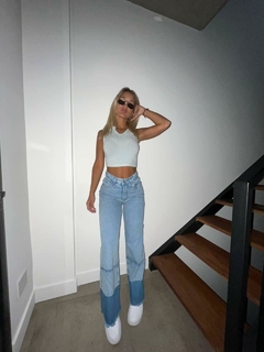 Jean Wide Leg con Tobillos Bicolor - tienda online