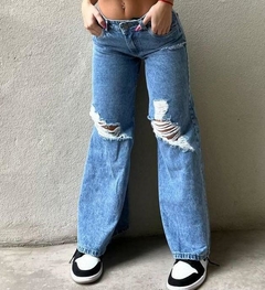 Jean Tiro Bajo con Roturas Rigido - tienda online