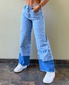 Jean Wide Leg con Tobillos Bicolor