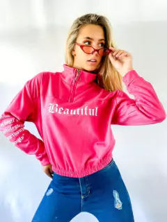 Imagen de Buzo Rustico con Cierre Estampado Beautiful