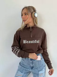 Buzo Rustico con Cierre Estampado Beautiful - comprar online