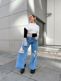 Jean Tiro Bajo con Roturas Rigido - Shaina Trendy Store