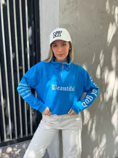 Buzo Rustico con Cierre Estampado Beautiful - tienda online