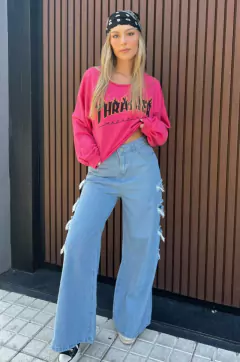 Jean Wide Leg Roturas Laterales