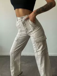Imagen de Pantalón Gabardina Cargo Costura de Color - 36 al 52