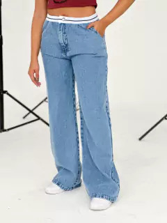 Jean Mom Rígido con Elástico Blanco - tienda online