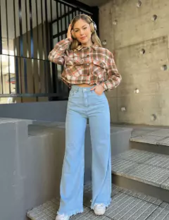 Jean Wide Leg Desflecado Claro - 36 al 52