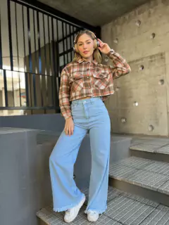 Jean Wide Leg Desflecado Claro - 36 al 52 - Shaina Trendy Store