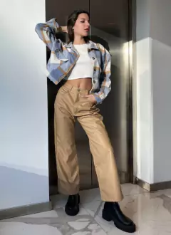 Pantalón Mom Engomado con Costuras - tienda online