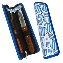10430 - SET CUCHILLO Y TENEDOR RACING CLUB CON ESTUCHE - Nuevo Emporio | Productos de fútbol