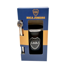 960 - MATE METAL COLOR BOCA JUNIORS C/ BOMBILLA - comprar online