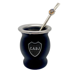 960 - MATE METAL COLOR BOCA JUNIORS C/ BOMBILLA - comprar online