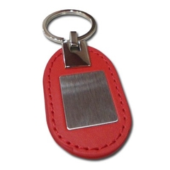 940880 - Llavero Cuero Rojo Con Metal