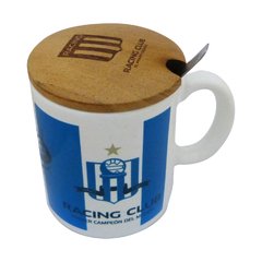 13740 - Mug ceramica Racing c/ tapa madera y cuchara
