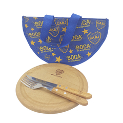 11510 - SET ASADO BOCA JUNIORS C/PLATO REDONDO Y CUBIERTOS - comprar online