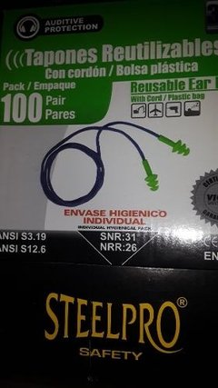 Tapon Oido Endoaural C/cordon Reutilizable Steelpro - comprar online