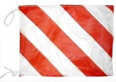 Bandera cebrada color rojo y blanco de 50x70 cm (reglamentaria para cargas salientes)