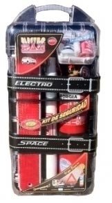 Kit reglamentario en caja acrilica (matafuego+botiquin+cuarta+baliza triangulo)