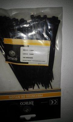 PRECINTOS PLÁSTICOS 2,5mm x 100mm x 100 unidades - 4 Cerebros
