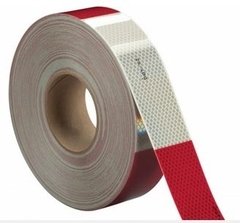 Rollo 45,7 m de banda reflectiva grado diamante 3M de 5 cm color ROJO Y BLANCO INTERNACIONAL