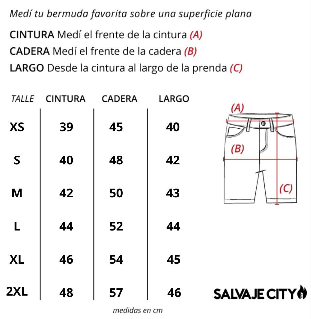 Tabla de talles short holidays ss 23