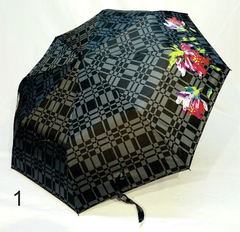 093 - Paraguas Mini Negro Flores Perletti - italianbags