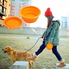 BOWL COMEDERO PERRO PLEGABLE SILICONA VIAJE CON GANCHO en internet