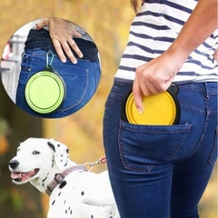 BOWL COMEDERO PERRO PLEGABLE SILICONA VIAJE CON GANCHO - comprar online