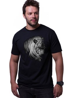 camiseta ecologica recicle use arvore Tigre branco tigre de bengala