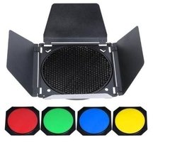 Rebatedor para flash F300 com 3 filtros de cores - Barndoor