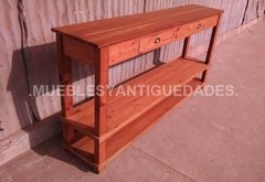 Aparador Vanitory de 3 planos con 2 cajones en pinotea (AP309A)