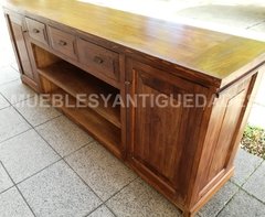 Barra mostrador estilo almacén de ramos generales realizada en madera maciza (BA114A) - tienda online