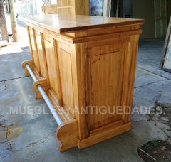Barra mostrador estilo colonial con baranda apoya pies (BA116A) - Muebles y Antiguedades - Argentina