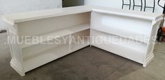 Imagen de Barra mostrador pulpería en L en madera maciza de puertas recicladas (BA206M)