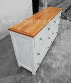 Cómoda en madera maciza con pátina blanca y decapado (CO101M) en internet